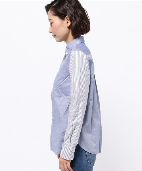 OUTLET（アウトレット）の「【BLOOM&BRANCH】SOスピンOXバイカラーSH（シャツ/ブラウス・レディース・ブルー/ストライプ・36/34）」の4枚目の写真