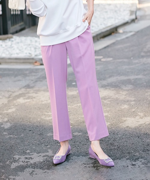 Days（デイズ）の「【Oeillet】タックプレスフレアーパンツ（ウイエ）（その他パンツ・レディース・ブラック/ベージュ/キャメル/ブルー/ダークグリーン/ピンク・LL/M/L）」の6枚目の写真