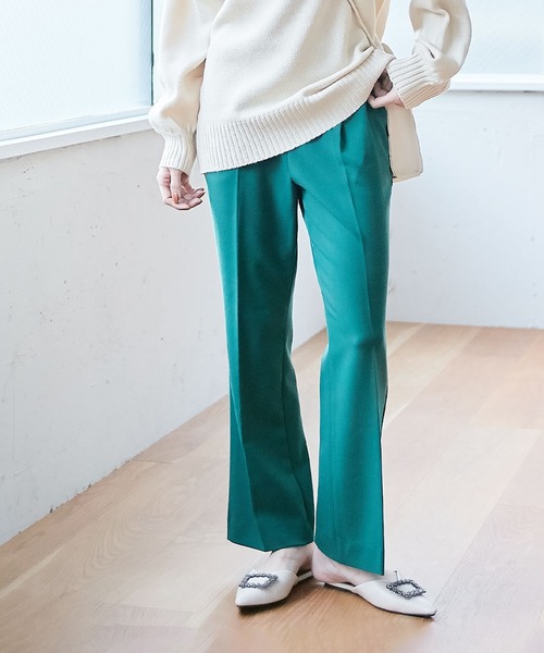 Days（デイズ）の「【Oeillet】タックプレスフレアーパンツ（ウイエ）（その他パンツ・レディース・ブラック/ベージュ/キャメル/ブルー/ダークグリーン/ピンク・LL/M/L）」の4枚目の写真