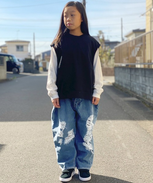 GO TO HOLLYWOOD（ゴートゥーハリウッド）の「GO TO HOLLYWOOD/ゴートゥーハリウッド ヴィンテージ ラップパンツ（デニムパンツ・キッズ・ブルー・130/140）」の14枚目の写真