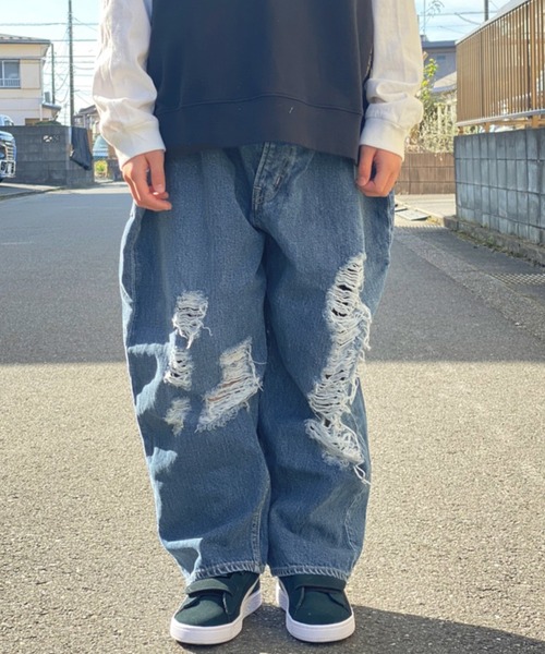 GO TO HOLLYWOOD（ゴートゥーハリウッド）の「GO TO HOLLYWOOD/ゴートゥーハリウッド ヴィンテージ ラップパンツ（デニムパンツ・キッズ・ブルー・130/140）」の13枚目の写真