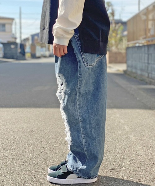 GO TO HOLLYWOOD（ゴートゥーハリウッド）の「GO TO HOLLYWOOD/ゴートゥーハリウッド ヴィンテージ ラップパンツ（デニムパンツ・キッズ・ブルー・130/140）」の11枚目の写真