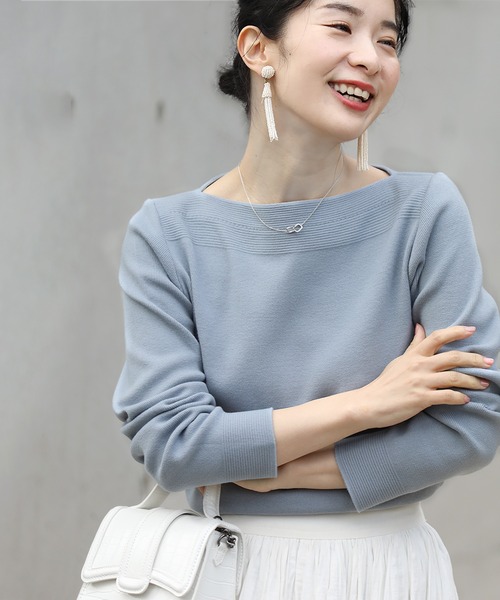cawaii(カワイイ)の「10通り着回し バランス最強ボートネックトップス長袖(その他トップス・レディース・ネイビー/ホワイト/ブルー系その他/ベージュ/ピンク・FREE)」の5枚目の写真