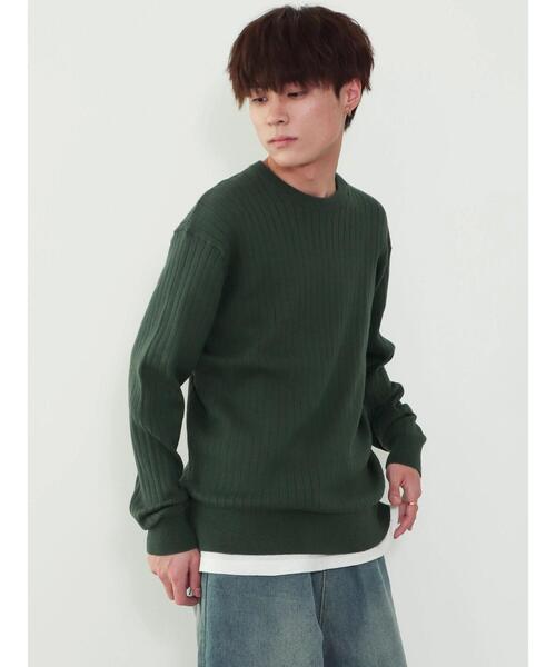 CRAFT STANDARD BOUTIQUE(クラフトスタンダードブティック)の「クルーネックワイドリブニット(ニット/セーター・メンズ・グリーン/ダークブラウン/オフホワイト/ベージュ/ブラック・LL/M/L)」の10枚目の写真