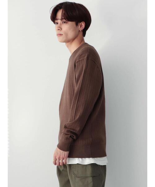 CRAFT STANDARD BOUTIQUE(クラフトスタンダードブティック)の「クルーネックワイドリブニット(ニット/セーター・メンズ・グリーン/ダークブラウン/オフホワイト/ベージュ/ブラック・LL/M/L)」の12枚目の写真