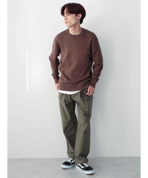 CRAFT STANDARD BOUTIQUE(クラフトスタンダードブティック)の「クルーネックワイドリブニット(ニット/セーター・メンズ・グリーン/ダークブラウン/オフホワイト/ベージュ/ブラック・LL/M/L)」の13枚目の写真