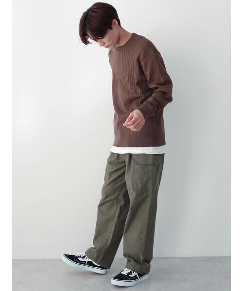 CRAFT STANDARD BOUTIQUE(クラフトスタンダードブティック)の「クルーネックワイドリブニット(ニット/セーター・メンズ・グリーン/ダークブラウン/オフホワイト/ベージュ/ブラック・LL/M/L)」の14枚目の写真