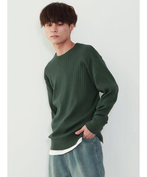 CRAFT STANDARD BOUTIQUE(クラフトスタンダードブティック)の「クルーネックワイドリブニット(ニット/セーター・メンズ・グリーン/ダークブラウン/オフホワイト/ベージュ/ブラック・LL/M/L)」の18枚目の写真