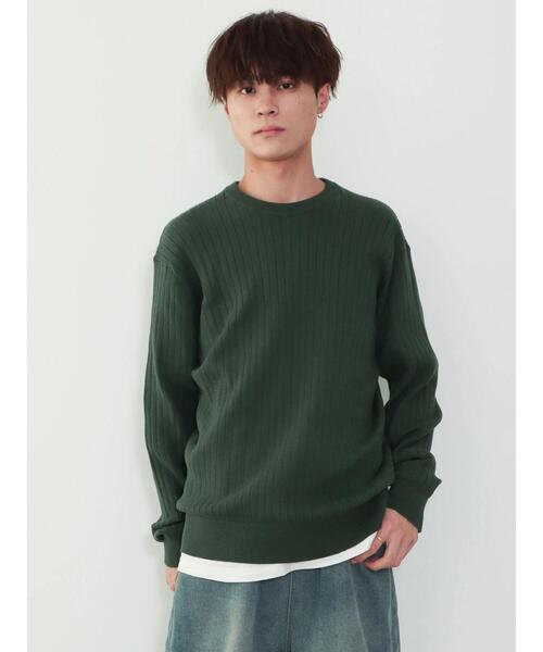 CRAFT STANDARD BOUTIQUE(クラフトスタンダードブティック)の「クルーネックワイドリブニット(ニット/セーター・メンズ・グリーン/ダークブラウン/オフホワイト/ベージュ/ブラック・LL/M/L)」の19枚目の写真
