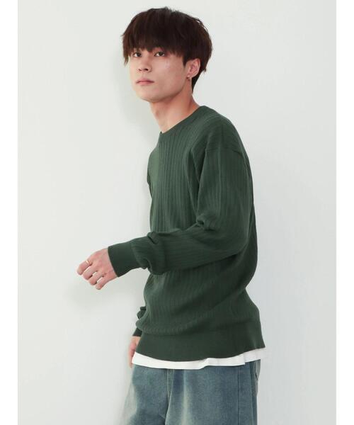 CRAFT STANDARD BOUTIQUE(クラフトスタンダードブティック)の「クルーネックワイドリブニット(ニット/セーター・メンズ・グリーン/ダークブラウン/オフホワイト/ベージュ/ブラック・LL/M/L)」の20枚目の写真