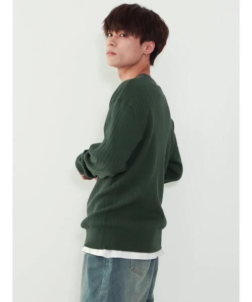 CRAFT STANDARD BOUTIQUE(クラフトスタンダードブティック)の「クルーネックワイドリブニット(ニット/セーター・メンズ・グリーン/ダークブラウン/オフホワイト/ベージュ/ブラック・LL/M/L)」の21枚目の写真