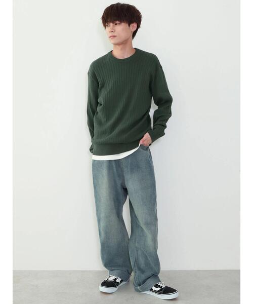 CRAFT STANDARD BOUTIQUE(クラフトスタンダードブティック)の「クルーネックワイドリブニット(ニット/セーター・メンズ・グリーン/ダークブラウン/オフホワイト/ベージュ/ブラック・LL/M/L)」の22枚目の写真