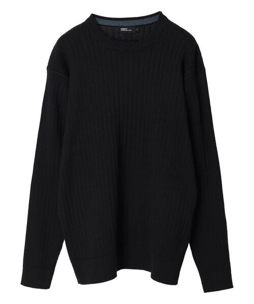 CRAFT STANDARD BOUTIQUE(クラフトスタンダードブティック)の「クルーネックワイドリブニット(ニット/セーター・メンズ・グリーン/ダークブラウン/オフホワイト/ベージュ/ブラック・LL/M/L)」の3枚目の写真