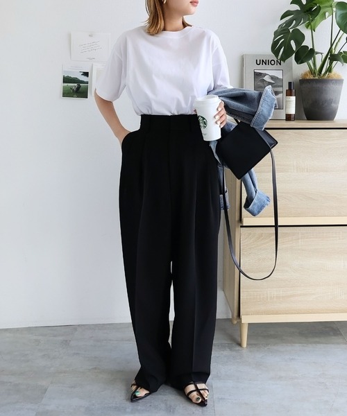 andme(アンドミー)の「コットンクルーネック半袖Tシャツ(Tシャツ/カットソー・レディース・オフホワイト/チャコールグレー/ブラック/ベージュ/オートミール/ブルー系その他・S/M)」の18枚目の写真