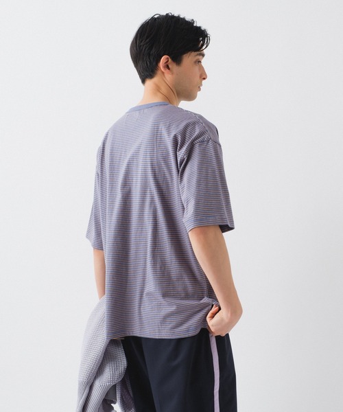 【関税込み】nanamica イエロー マイクロボーダー Tシャツ セール】【UNISEX】マイクロボーダーTシャツ(Tシャツ