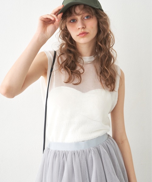 LA BELLE ETUDE(ラベルエチュード)の「シースルークルーネックニット(Tシャツ/カットソー・レディース・パープル/モカ/ホワイト/ブラック・FREE)」の16枚目の写真