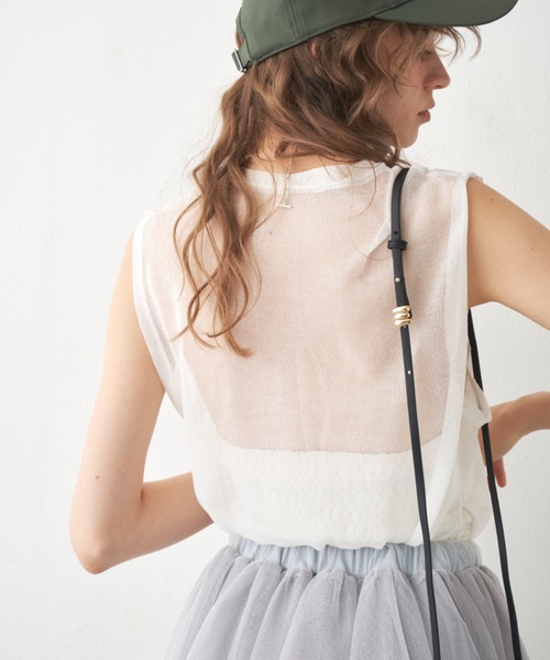 LA BELLE ETUDE(ラベルエチュード)の「シースルークルーネックニット(Tシャツ/カットソー・レディース・パープル/モカ/ホワイト/ブラック・FREE)」の5枚目の写真