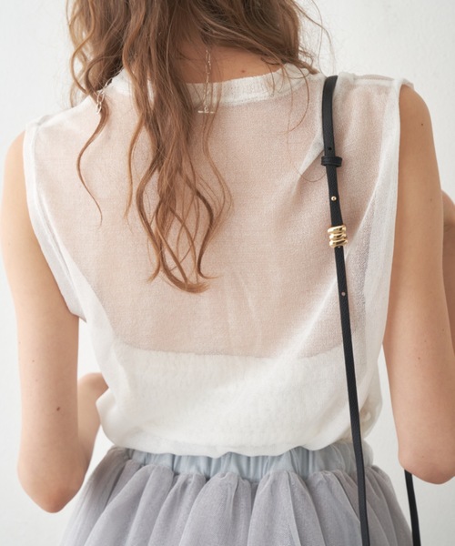 LA BELLE ETUDE(ラベルエチュード)の「シースルークルーネックニット(Tシャツ/カットソー・レディース・パープル/モカ/ホワイト/ブラック・FREE)」の12枚目の写真