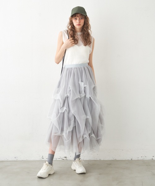LA BELLE ETUDE(ラベルエチュード)の「シースルークルーネックニット(Tシャツ/カットソー・レディース・パープル/モカ/ホワイト/ブラック・FREE)」の9枚目の写真