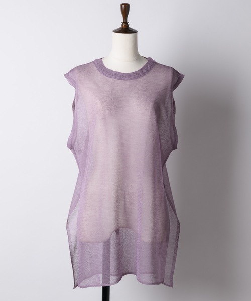 LA BELLE ETUDE(ラベルエチュード)の「シースルークルーネックニット(Tシャツ/カットソー・レディース・パープル/モカ/ホワイト/ブラック・FREE)」の7枚目の写真