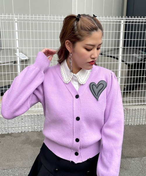 Narcissus(ナルシス)の「【Narcissus】ハートカーディガン(カーディガン/ボレロ・レディース・ブラック/ラベンダー・FREE)」の2枚目の写真