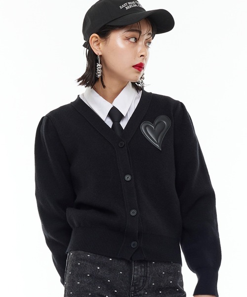 Narcissus(ナルシス)の「【Narcissus】ハートカーディガン(カーディガン/ボレロ・レディース・ブラック/ラベンダー・FREE)」の1枚目の写真
