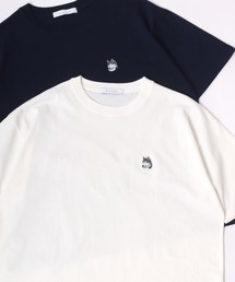 Lazar 別注 Animal One Point Embroidery Tee/オーバーサイズ ワンポイント刺繍 半袖Tシャツ/リンガーT/虎・トラ/犬・イヌ/猫・ネコ/狼・オオカミ/レディース メンズ