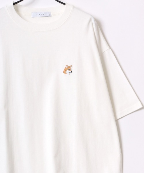 Lazar(ラザル)の「Lazar 別注 Animal One Point Embroidery Tee/オーバーサイズ ワンポイント刺繍 半袖Tシャツ/リンガーT/虎・トラ/犬・イヌ/猫・ネコ/狼・オオカミ/レディース メンズ(Tシャツ/カットソー・メンズ・ネイビー/ホワイト/ホワイト系その他/ホワイト系その他3/グリーン/ブラック/ホワイト系その他5/ホワイト系その他6/ホワイト系その他7/ホワイト系その他2/ブラック系その他/ホワイト系その他4・M/L/LL)」の21枚目の写真