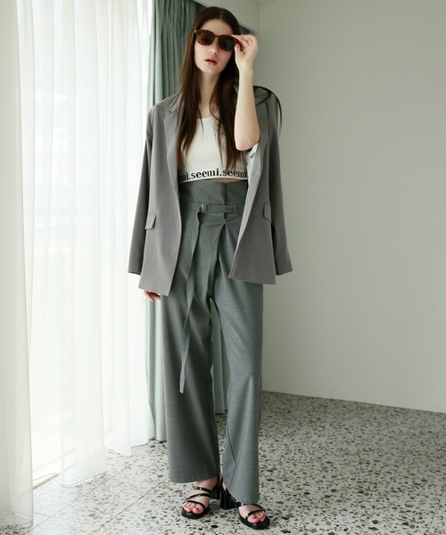 Seemi. byNICECLAUP（ シーミーバイナイスクラップ）の「【Seemi】ロゴラインニットタンクトップ（タンクトップ・レディース・ピンクベージュ/オフホワイト・FREE）」の9枚目の写真