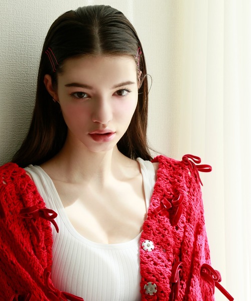 Seemi. byNICECLAUP（ シーミーバイナイスクラップ）の「【Seemi】ロゴラインニットタンクトップ（タンクトップ・レディース・ピンクベージュ/オフホワイト・FREE）」の16枚目の写真