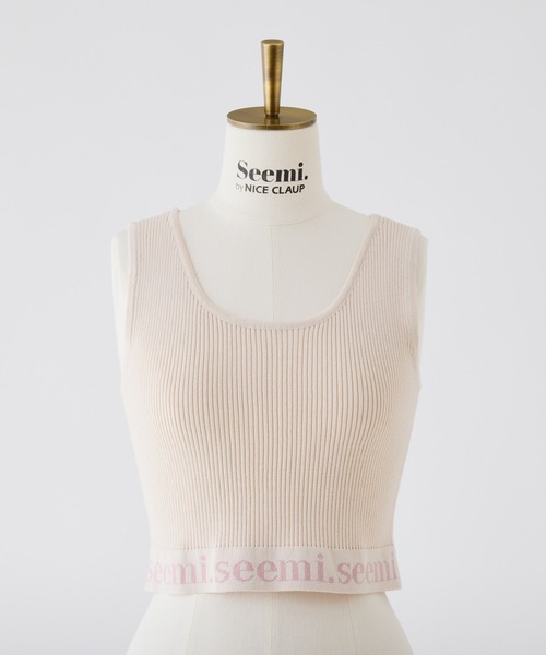 Seemi. byNICECLAUP（ シーミーバイナイスクラップ）の「【Seemi】ロゴラインニットタンクトップ（タンクトップ・レディース・ピンクベージュ/オフホワイト・FREE）」の19枚目の写真