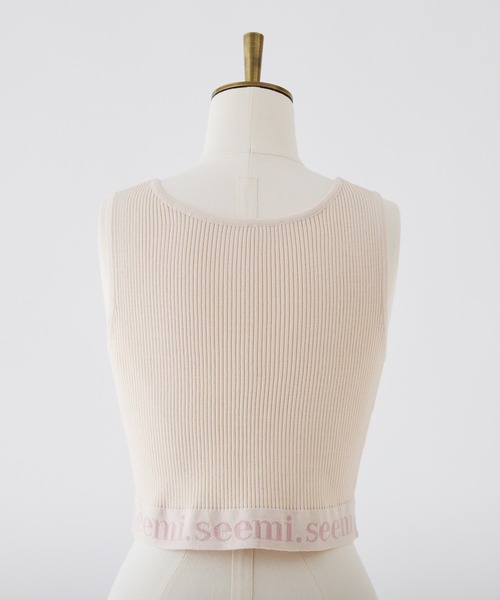 Seemi. byNICECLAUP（ シーミーバイナイスクラップ）の「【Seemi】ロゴラインニットタンクトップ（タンクトップ・レディース・ピンクベージュ/オフホワイト・FREE）」の21枚目の写真