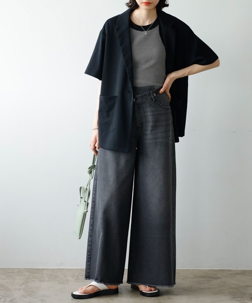 GeeRA（ジーラ）の「ウエストデザインワイドデニムパンツ（デニムパンツ・レディース・グレー/ブルー・MEDIUM/LARGE）」の6枚目の写真