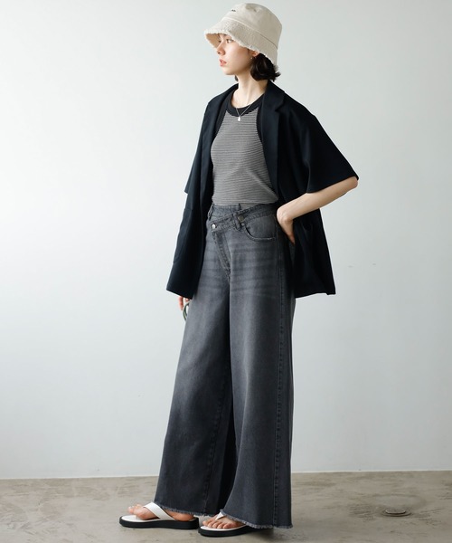 GeeRA（ジーラ）の「ウエストデザインワイドデニムパンツ（デニムパンツ・レディース・グレー/ブルー・MEDIUM/LARGE）」の8枚目の写真