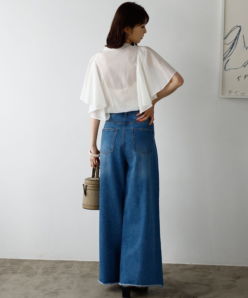 GeeRA（ジーラ）の「ウエストデザインワイドデニムパンツ（デニムパンツ・レディース・グレー/ブルー・MEDIUM/LARGE）」の11枚目の写真