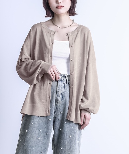 機能素材】『前後2wayシアーニットカーディガン』（カーディガン