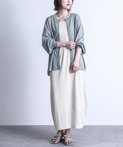 n'OrLABEL（ノアールレーベル）の「【機能素材】『前後2wayシアーニットカーディガン』（カーディガン/ボレロ・レディース・グレイッシュブルー/ブラック/グリーン/ライトグレー/モカ/ラベンダー/オフホワイト・FREE）」の22枚目の写真