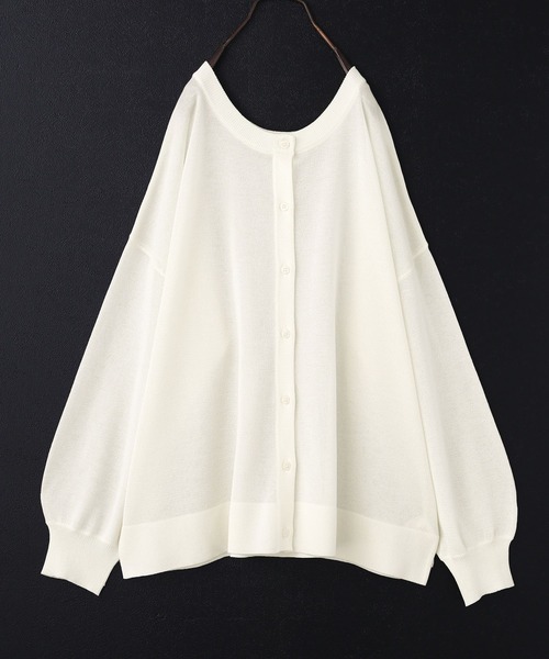 n'OrLABEL（ノアールレーベル）の「【機能素材】『前後2wayシアーニットカーディガン』（カーディガン/ボレロ・レディース・グレイッシュブルー/ブラック/グリーン/ライトグレー/モカ/ラベンダー/オフホワイト・FREE）」の9枚目の写真