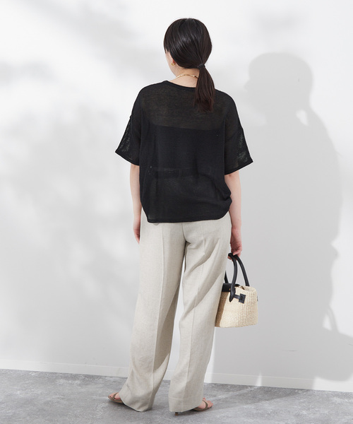 journal standard L'essage（ジャーナルスタンダードレサージュ）の「バスケットメッシュTシャツ（Tシャツ/カットソー・レディース・ブラック/アイボリー・FREE）」の8枚目の写真