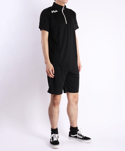 セール】FILA パウダーメッシュ ハーフジップ 半袖 スタンド