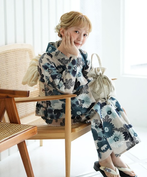 utatane（ウタタネ）の「選べる浴衣3点セット utataneオリジナルデザイン 国内染色（浴衣・レディース・ベージュ系1/ベージュ系2/ベージュ系3/ベージュ系5/ベージュ系6/グリーン系1/ホワイト系1/ホワイト系2/グレー系1/グレー系2/グレー系3/ブラウン系1/ブルー系1/ブルー系3/イエロー系1/イエロー系2/ベージュ系7/ベージュ系4/ブルー系2/ベージュ系8・FREE）」の12枚目の写真