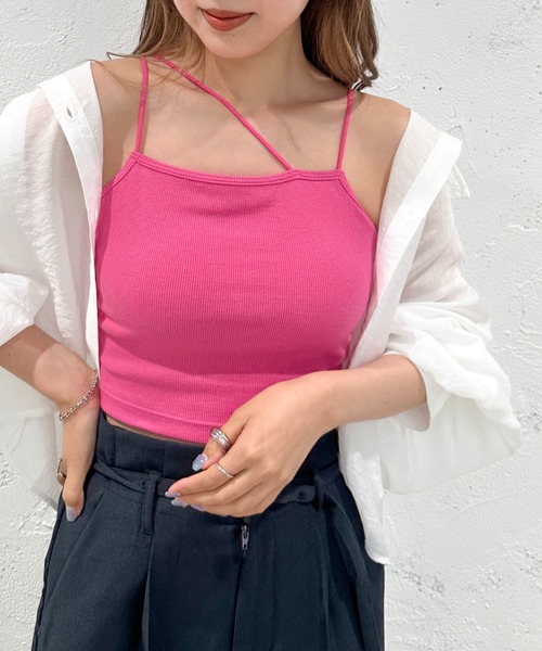 apres jour mignon(アプレジュールミニョン)の「カップ付き変形クロップドキャミソール【ZOZOTOWN限定アイテム】(タンクトップ・レディース・グリーン系その他/ピンク/ブラック/アイボリー・X-LARGE/フリー)」の17枚目の写真