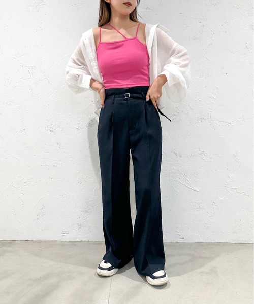 apres jour mignon(アプレジュールミニョン)の「カップ付き変形クロップドキャミソール【ZOZOTOWN限定アイテム】(タンクトップ・レディース・グリーン系その他/ピンク/ブラック/アイボリー・X-LARGE/フリー)」の14枚目の写真