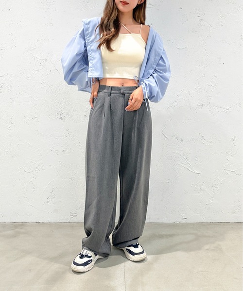 apres jour mignon(アプレジュールミニョン)の「カップ付き変形クロップドキャミソール【ZOZOTOWN限定アイテム】(タンクトップ・レディース・グリーン系その他/ピンク/ブラック/アイボリー・X-LARGE/フリー)」の21枚目の写真