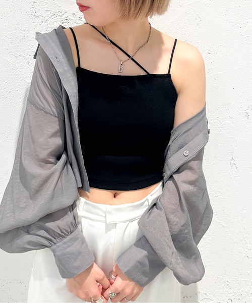 apres jour mignon(アプレジュールミニョン)の「カップ付き変形クロップドキャミソール【ZOZOTOWN限定アイテム】(タンクトップ・レディース・グリーン系その他/ピンク/ブラック/アイボリー・X-LARGE/フリー)」の10枚目の写真