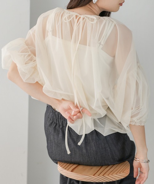 Bab（バブ）の「チュールギャザートップス（シャツ/ブラウス・レディース・ブラック/ホワイト系その他・FREE）」の21枚目の写真