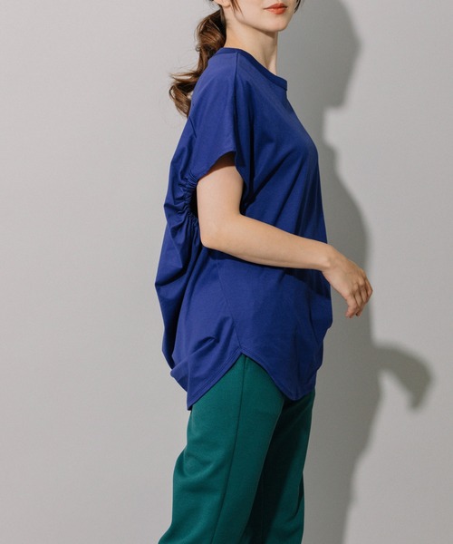 Munich（ミューニック）の「コットンジャージバックドレープトップス（Tシャツ/カットソー・レディース・ホワイト/ブラック/ブルー/ラベンダー・FREE）」の4枚目の写真