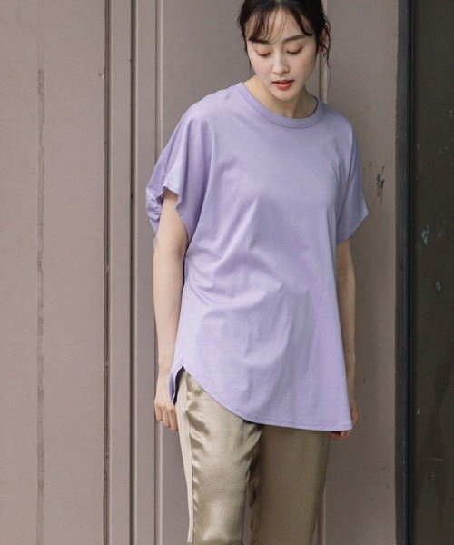 Munich（ミューニック）の「コットンジャージバックドレープトップス（Tシャツ/カットソー・レディース・ホワイト/ブラック/ブルー/ラベンダー・FREE）」の10枚目の写真