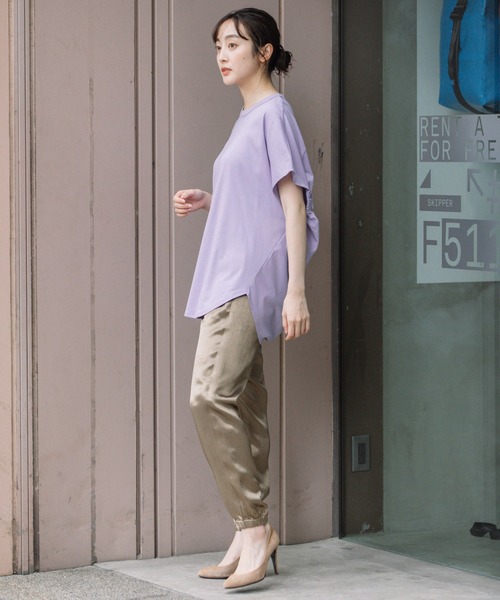 Munich（ミューニック）の「コットンジャージバックドレープトップス（Tシャツ/カットソー・レディース・ホワイト/ブラック/ブルー/ラベンダー・FREE）」の6枚目の写真