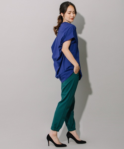 Munich（ミューニック）の「コットンジャージバックドレープトップス（Tシャツ/カットソー・レディース・ホワイト/ブラック/ブルー/ラベンダー・FREE）」の14枚目の写真